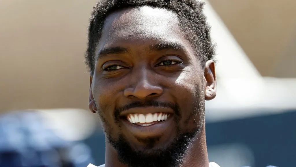 Defensive end DeMarcus Lawrence #90 of the Dallas Cowboys during a training session