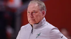 Head coach Tom Izzo of the Michigan State Spartans reacts against the Illinois Fighting Illini during the first half at State Farm Center on February 15, 2025 in Champaign, Illinois.