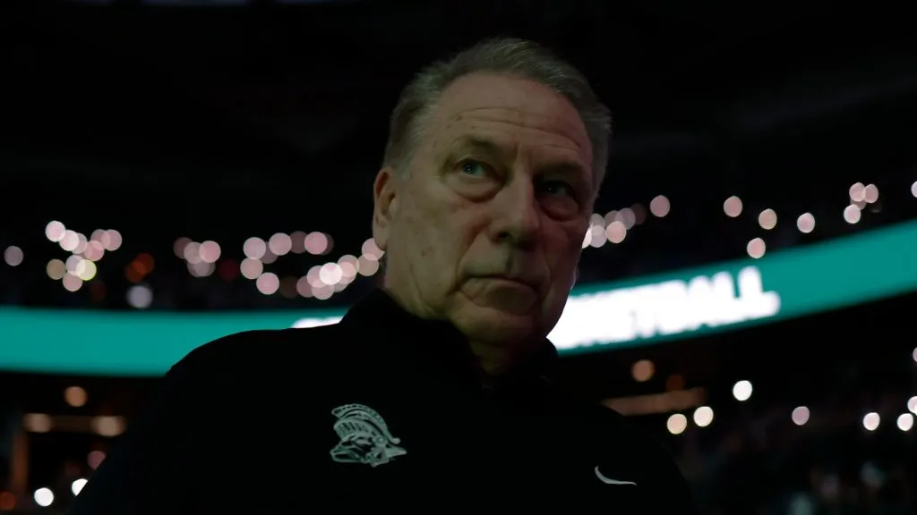 Head coach Tom Izzo of the Michigan State Spartans looks on before the start of the game against the Purdue Boilermakersat Breslin Center on February 18, 2025 in East Lansing, Michigan.