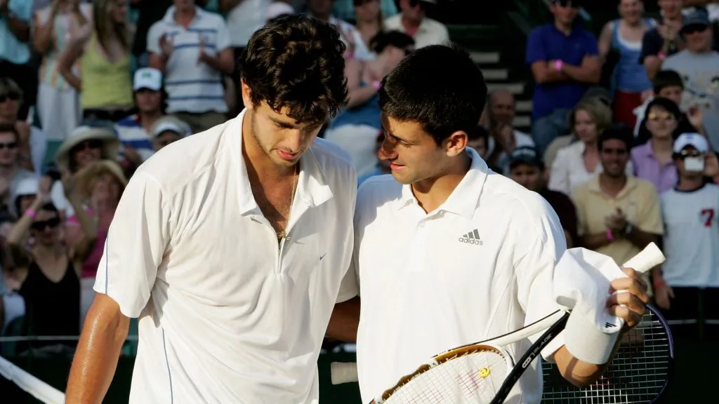 Ancic and Djokovic in 2006 (Phil Cole/Getty Images)