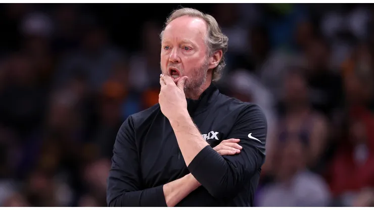 Head coach Mike Budenholzer of the Phoenix Suns watches the action during the first half against the Dallas Mavericks at Footprint Center on December 27, 2024 in Phoenix, Arizona.