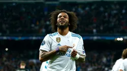 Marcelo of Real Madrid celebrates scoring the 3rd Real Madrid goal during the UEFA Champions League