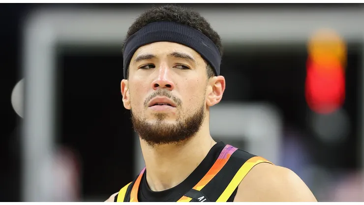 Devin Booker #1 of the Phoenix Suns during the second half of the NBA game at Footprint Center on February 11, 2025 in Phoenix, Arizona.