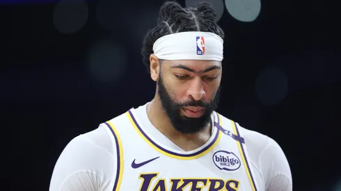 Anthony Davis #3 of the Los Angeles Lakers looks on during the second half of a game against the Sacramento Kings at Crypto.com Arena.