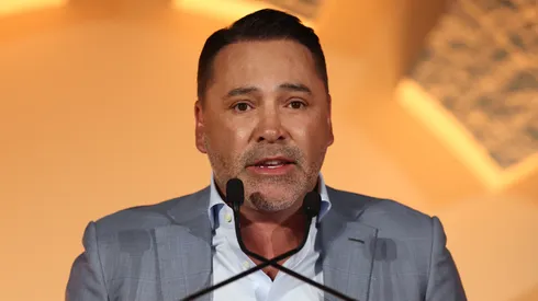 Oscar De La Hoya looks on during the press conference as part of the Riyadh Season - Latino Night on November 14, 2024 in Riyadh, Saudi Arabia.