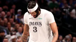 Anthony Davis #3 of the Dallas Mavericks leaves the court with an injury during the third quarter against the Houston Rockets at American Airlines Center on February 08, 2025 in Dallas, Texas.