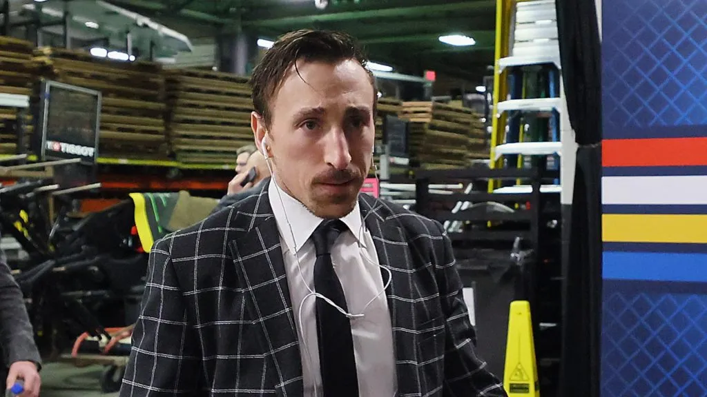 Brad Marchand #63 of Team Canada arrives for the game against Team USA at the NHL 4 Nations Face-Off Championship Game at TD Garden on February 20, 2025 in Boston, Massachusetts..