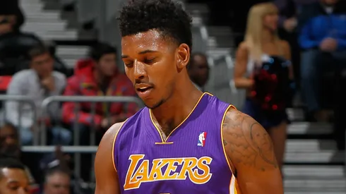 Nick Young #0 of the Los Angeles Lakers against the Atlanta Hawks at Philips Arena on December 16, 2013 in Atlanta, Georgia.