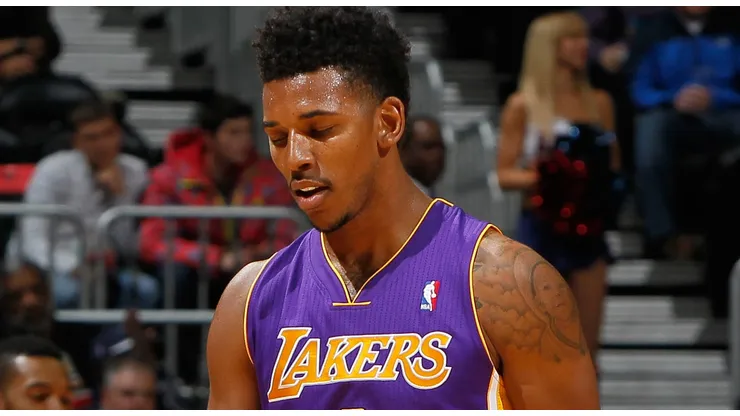 Nick Young #0 of the Los Angeles Lakers against the Atlanta Hawks at Philips Arena on December 16, 2013 in Atlanta, Georgia.