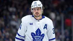 Auston Matthews #34 of the Toronto Maple Leafs during waits for a face-off during the second period of their NHL game against the Vancouver Canucks on March 4, 2023.