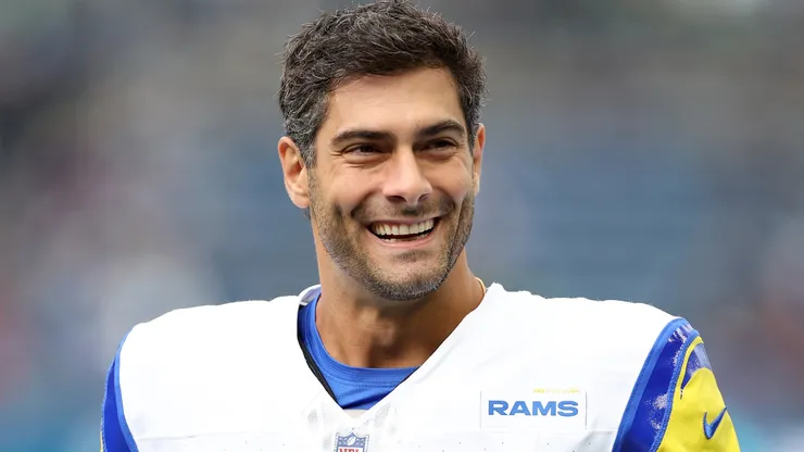 Jimmy Garoppolo #11 of the Los Angeles Rams looks on before the game against the Seattle Seahawks at Lumen Field on November 03, 2024.
