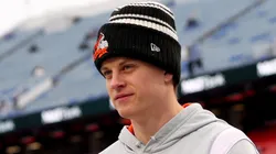 Joe Burrow #9 of the Cincinnati Bengals looks on prior to the AFC Divisional Playoff game against the Buffalo Bills at Highmark Stadium on January 22, 2023 in Orchard Park, New York.