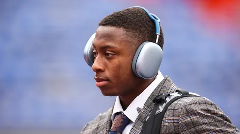 DJ Lagway #2 of the Florida Gators looks on before the start of a game against the Samford Bulldogs at Ben Hill Griffin Stadium on September 07, 2024 in Gainesville, Florida.