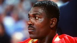 Hakeem Olajuwon on the bench