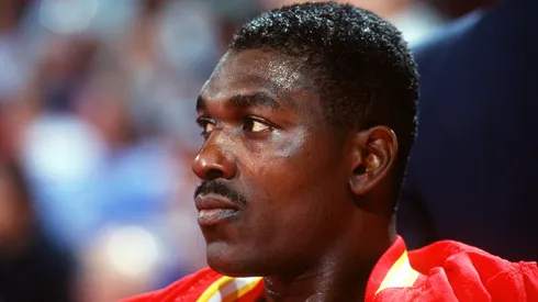 Hakeem Olajuwon on the bench