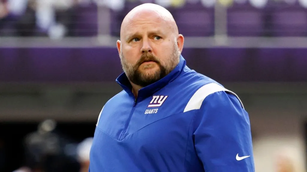 Head coach Brian Daboll of the New York Giants is seen on the field prior to the NFC Wild Card playoff game against the Minnesota Vikings in 2023. (Source: David Berding/Getty Images)