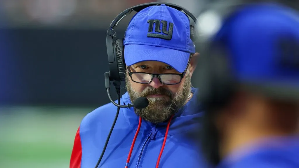 Head coach Brian Daboll of the New York Giants looks on against the Atlanta Falcons during the first quarter at Mercedes-Benz Stadium on December 22, 2024. (Source: Kevin C. Cox/Getty Images)