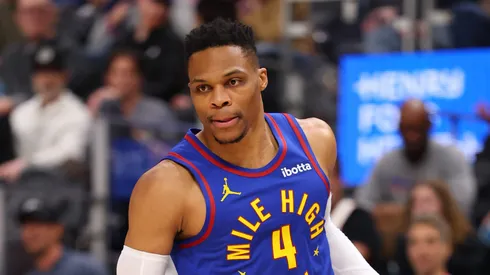 Russell Westbrook #4 of the Denver Nuggets plays against the Detroit Pistons at Little Caesars Arena