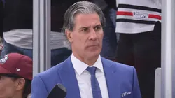 Head coach Jared Bednar of the Colorado Avalanche looks on against the Chicago Blackhawks during the third period at the United Center on January 08, 2025 in Chicago, Illinois.