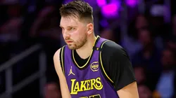 Luka Doncic #77 of the Los Angeles Lakers in the first half at Crypto.com Arena on February 28, 2025 in Los Angeles, California.