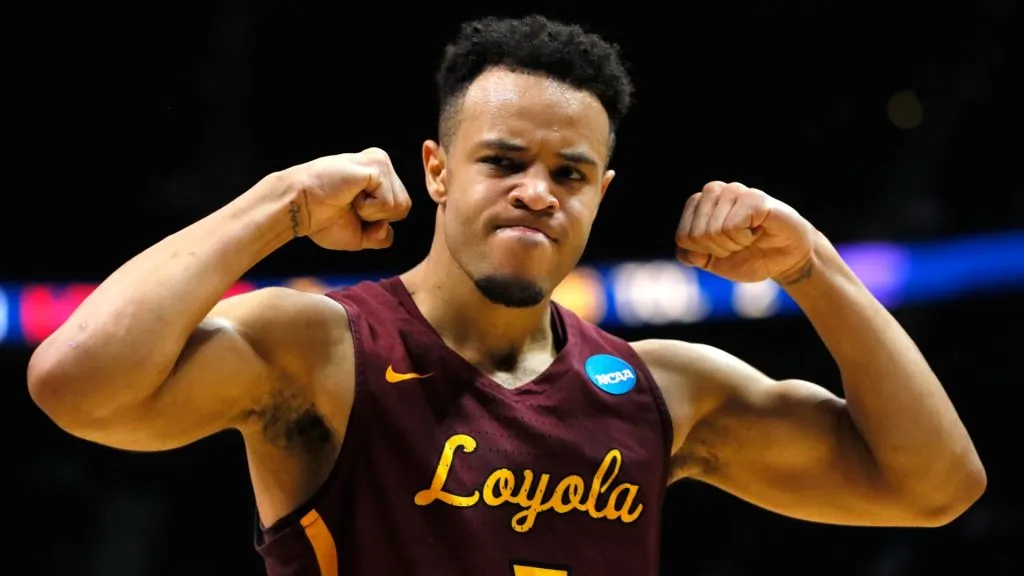 Marques Townes #5 of the Loyola Ramblers reacts after a play late in the second half against the Kansas State Wildcats during the 2018 NCAA Men’s Basketball Tournament South Regional. (Source: Kevin C. Cox/Getty Images)