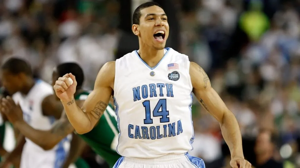 Danny Green #14 reacts after making a three-pointer in the first half against the Michigan State Spartans during the 2009 NCAA Division I Men’s Basketball National Championship game. (Source: Streeter Lecka/Getty Images)