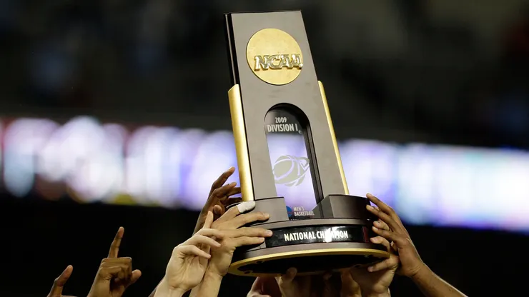The North Carolina Tar Heels celebrates with the championship trophy after defeating the Michigan State Spartans 89-72 during the 2009 NCAA Division I Men's Basketball National Championship game.