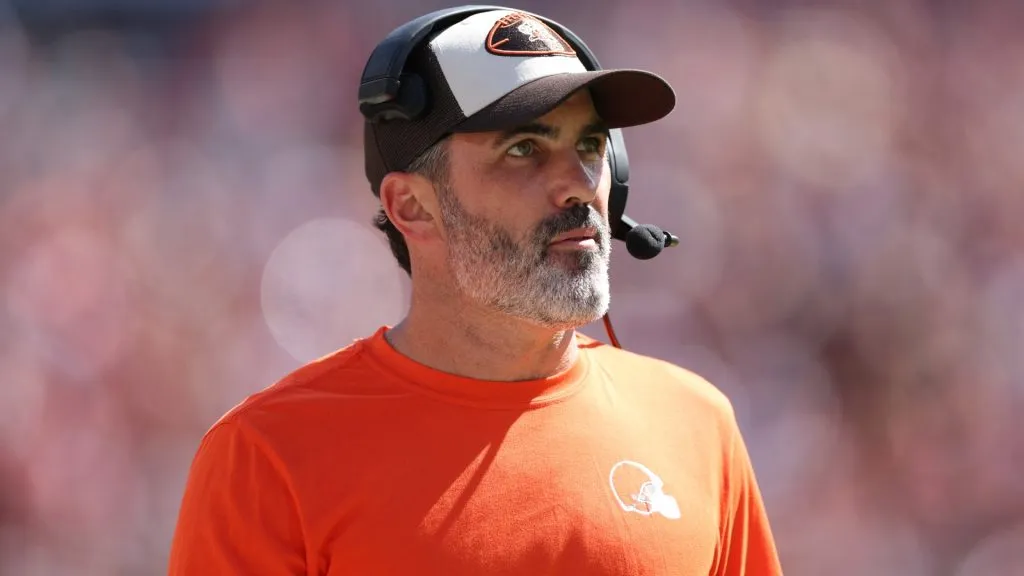 Head coach Kevin Stefanski of the Cleveland Browns looks on against the Washington Commanders during the second quarter at Northwest Stadium on October 06, 2024. (Source: Patrick Smith/Getty Images)