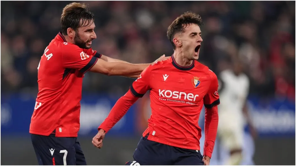 Aimar Oroz of CA Osasuna celebrates with Jon Moncayola – Juan Manuel Serrano Arce/Getty Images