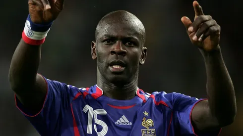 Lilian Thuram of France waves to the fans after the FIFA World Cup Germany 2006 Group G match between Togo and France.