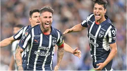 Sergio Ramos (L) of Monterrey celebrates with teammates