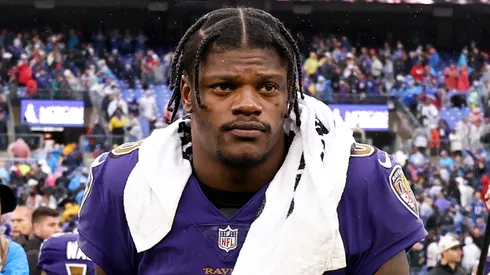 Lamar Jackson #8 of the Baltimore Ravens