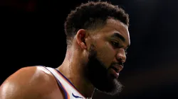 Karl-Anthony Towns of the New York Knicks during a game against the Boston Celtics on February 23, 2025.