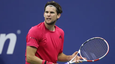 Dominic Thiem reacts in the second set during his semifinal match of the 2020 US Open against Daniil Medvedev.