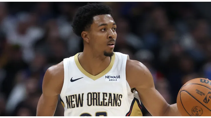 Trey Murphy III #25 of the New Orleans Pelicans plays the Denver Nuggets in the third quarter at Ball Arena on February 03, 2025 in Denver, Colorado.