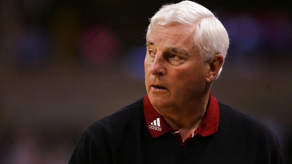 Bob Knight of the Texas Tech Red Raiders reacts from the sideline against the Boston College Eagles during the First Round of the 2007 NCAA Men’s Basketball Tournament. (Source: Streeter Lecka/Getty Images)