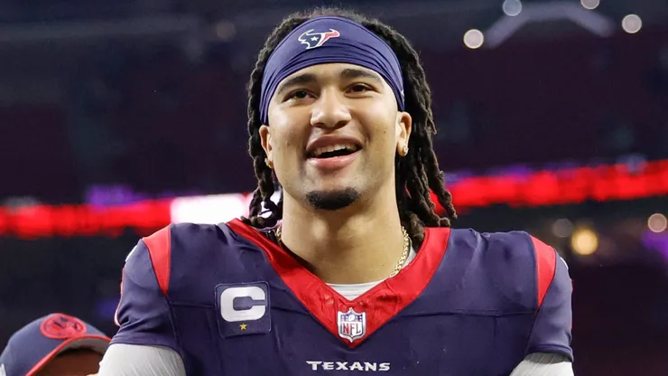 C.J. Stroud #7 of the Houston Texans celebrates after defeating the Cleveland Browns in the AFC Wild Card Playoffs at NRG Stadium on January 13, 2024 in Houston, Texas.