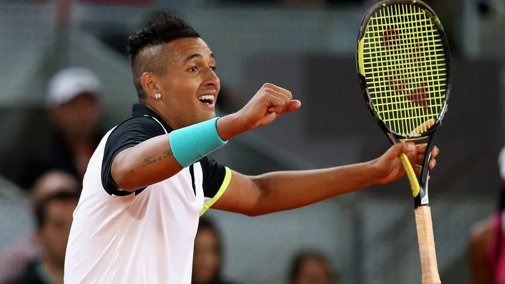 Nick Kyrgios after beating Roger Federer at the Madrid Open in 2015 (Clive Brunskill/Getty Images)
