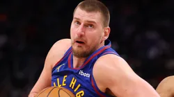 Nikola Jokic #15 of the Denver Nuggets plays against the Detroit Pistons at Little Caesars Arena on February 28, 2025 in Detroit, Michigan.