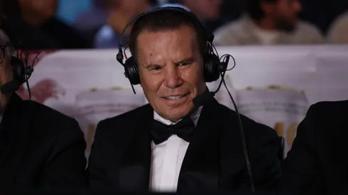 Retired boxer Julio Cesar Chavez looks on during a super welterweight fight between Jesus Ramos Jr. (white trunks) and Erickson Lubin (red trunks) at T-Mobile Arena on September 30, 2023 in Las Vegas, Nevada.