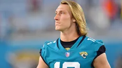 Trevor Lawrence #16 of the Jacksonville Jaguars looks on after a 23-13 preseason loss to the Cleveland Browns at TIAA Bank Field on August 14, 2021 in Jacksonville, Florida.