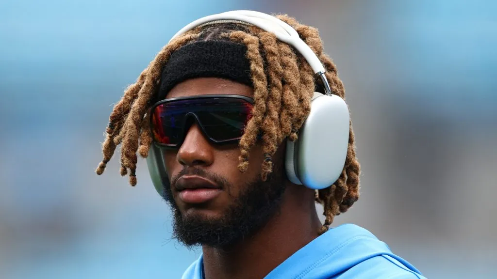 Kristian Fulton #7 of the Los Angeles Chargers warms up prior to a game against the Carolina Panthers at Bank of America Stadium on September 15, 2024 in Charlotte, North Carolina.
