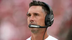 Head coach Kyle Shanahan of the San Francisco 49ers looks on from the sidelines against the Kansas City Chiefs during the fouth quarter at Levi's Stadium on August 14, 2021 in Santa Clara, California.