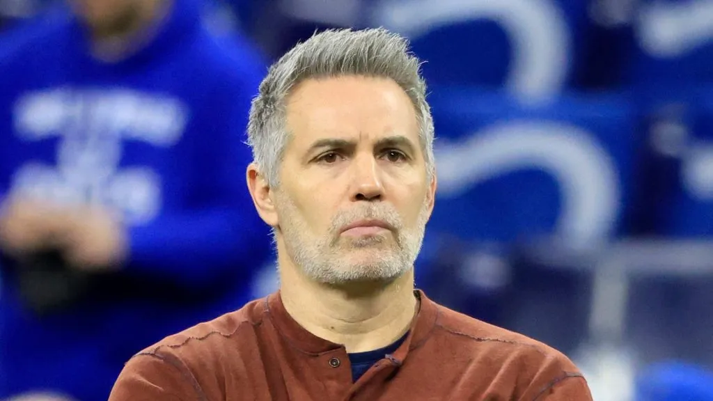 Kurt Warner looks on prior to the game between the Indianapolis Colts and Los Angeles Chargers at Lucas Oil Stadium on December 26, 2022 in Indianapolis, Indiana.