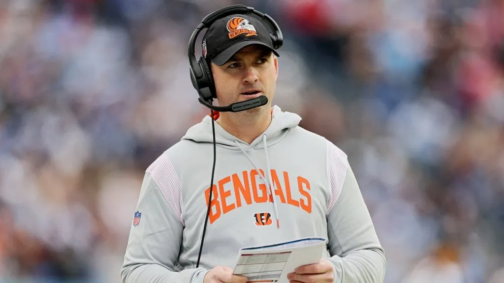 Head coach Zac Taylor of the Cincinnati Bengals reacts during the first half against the Tennessee Titans at Nissan Stadium on November 27, 2022. (Source: Andy Lyons/Getty Images)