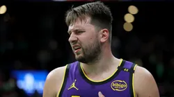 Luka Doncic of the Los Angeles Lakers during a game against the Boston Celtics on March 08, 2025.