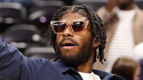 Shedeur Sanders #2 of the Colorado Buffaloes attends the game between the Denver Nuggets and the Los Angeles Lakers at Ball Arena on October 24, 2023 in Denver, Colorado