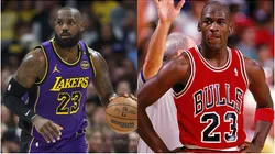 LeBron James with the Los Angeles Lakers and Michael Jordan with the Chicago Bulls.