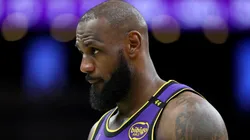 LeBron James #23 of the Los Angeles Lakers gets into position during the second half against the Boston Celtics at TD Garden on March 08, 2025.