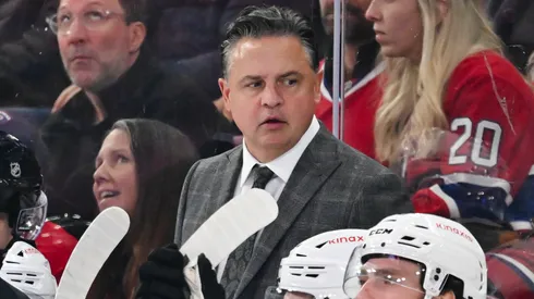 Head coach Travis Green of the Ottawa Senators handles bench duties during the second period against the Montreal Canadiens at the Bell Centre on October 12, 2024 in Montreal, Quebec, Canada.